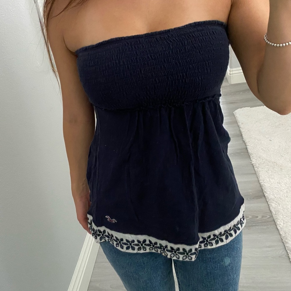 Hollister Navy Blue Tube Top